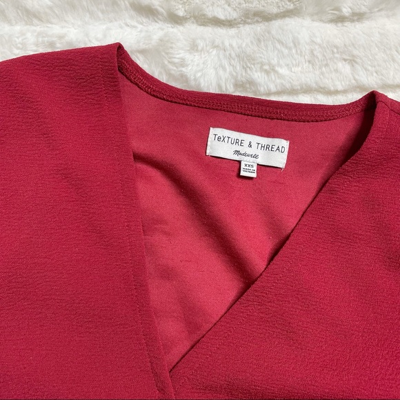 Madewell Texture and Thread Red Crepe Wrap Blouse - Picture 14 of 16